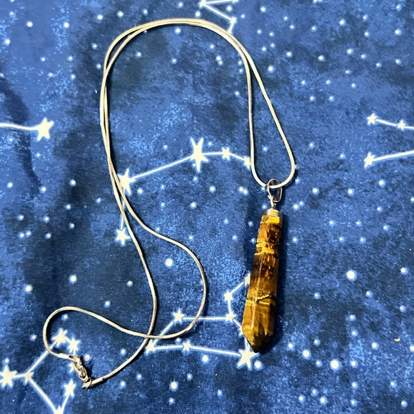 Genuine Tiger's Eye Crystal Pendant Necklace - Picture 2 of 6